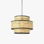 Ritta Japanese Rattan Pendant Light, Tri-Layer
