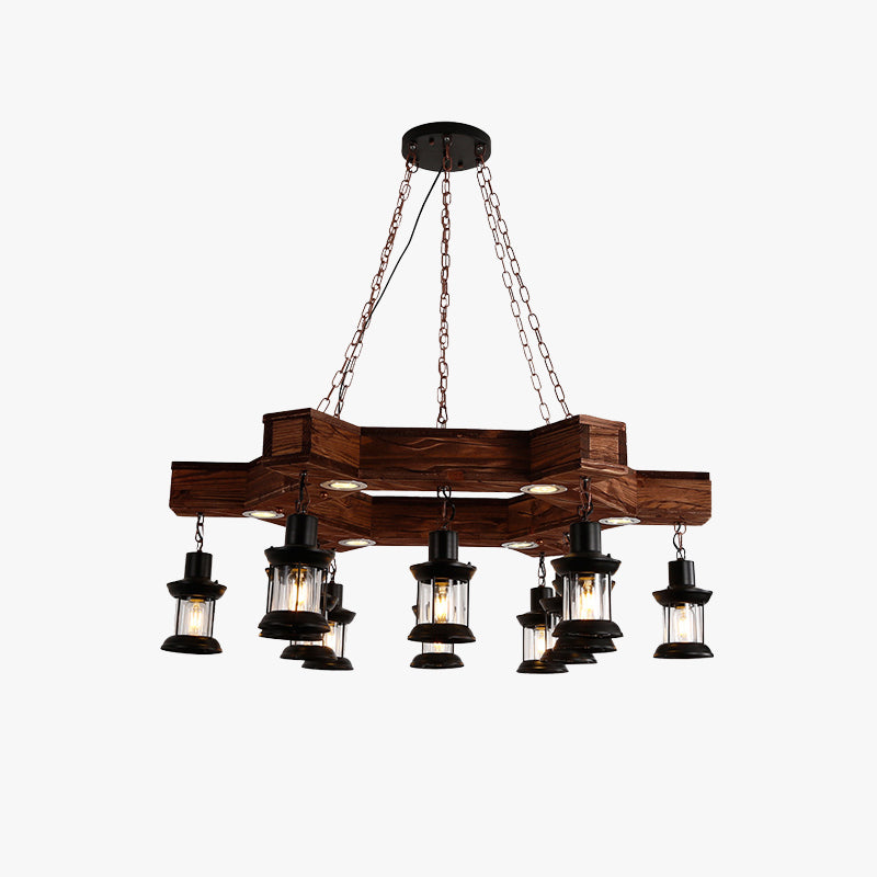 Epoch Retro /Wood Lantern Pendant Light, Walnut