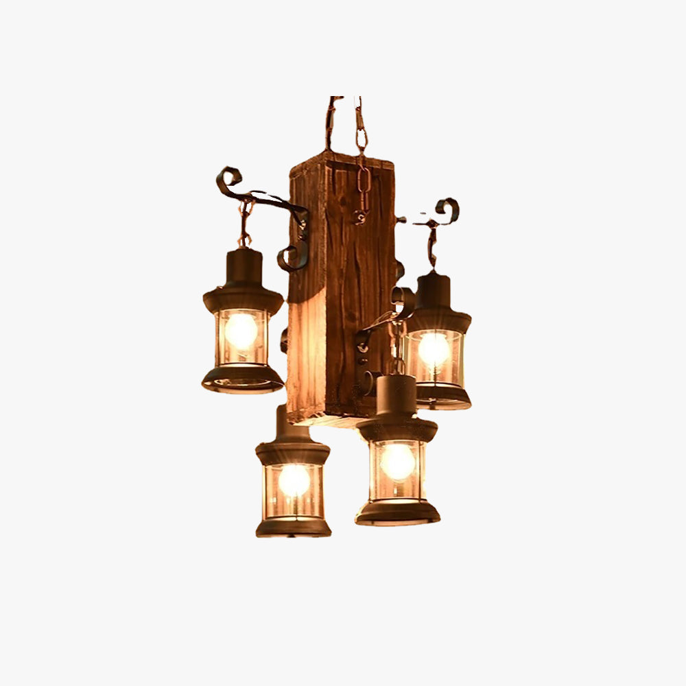 Epoch Vintage Rectangular /Wood Hanging Pendant Light