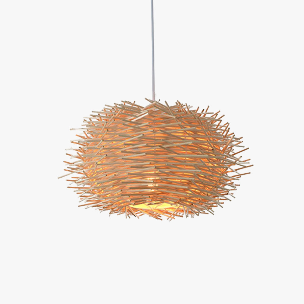 Muto Wooden Bird Ritta Rattan Pendant Light Wood