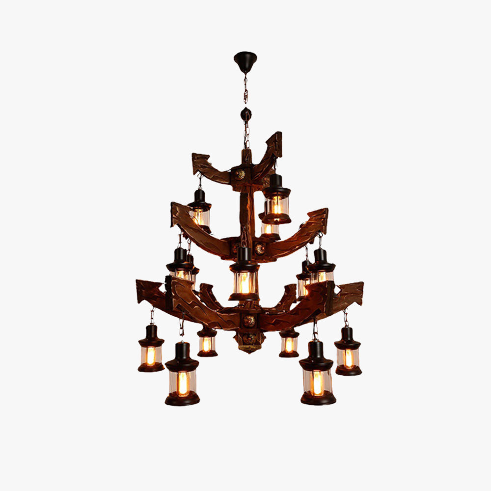Epoch Retro 14 Lantern Wood/ Chandelier Living Room/Bedroom