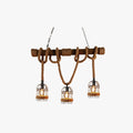 Epoch Vintage Wood Pendant Light, 3 Heads, Hemp rope&