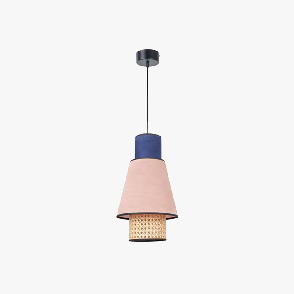 Ritta Cylindrical Fabric Rattan Pendant Light Royal
