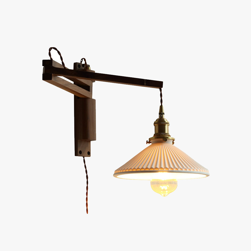 Muto Vintage Dome Ceramic/Wood Wall Lamp