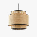 Ritta Wabi Sabi Tri-Layer Cylindrical Rattan/ Pendant Light, Wooden