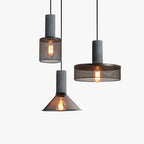 Arisha Industrial Cylindrical Pendant Light, Cement  Wabi-Sabi