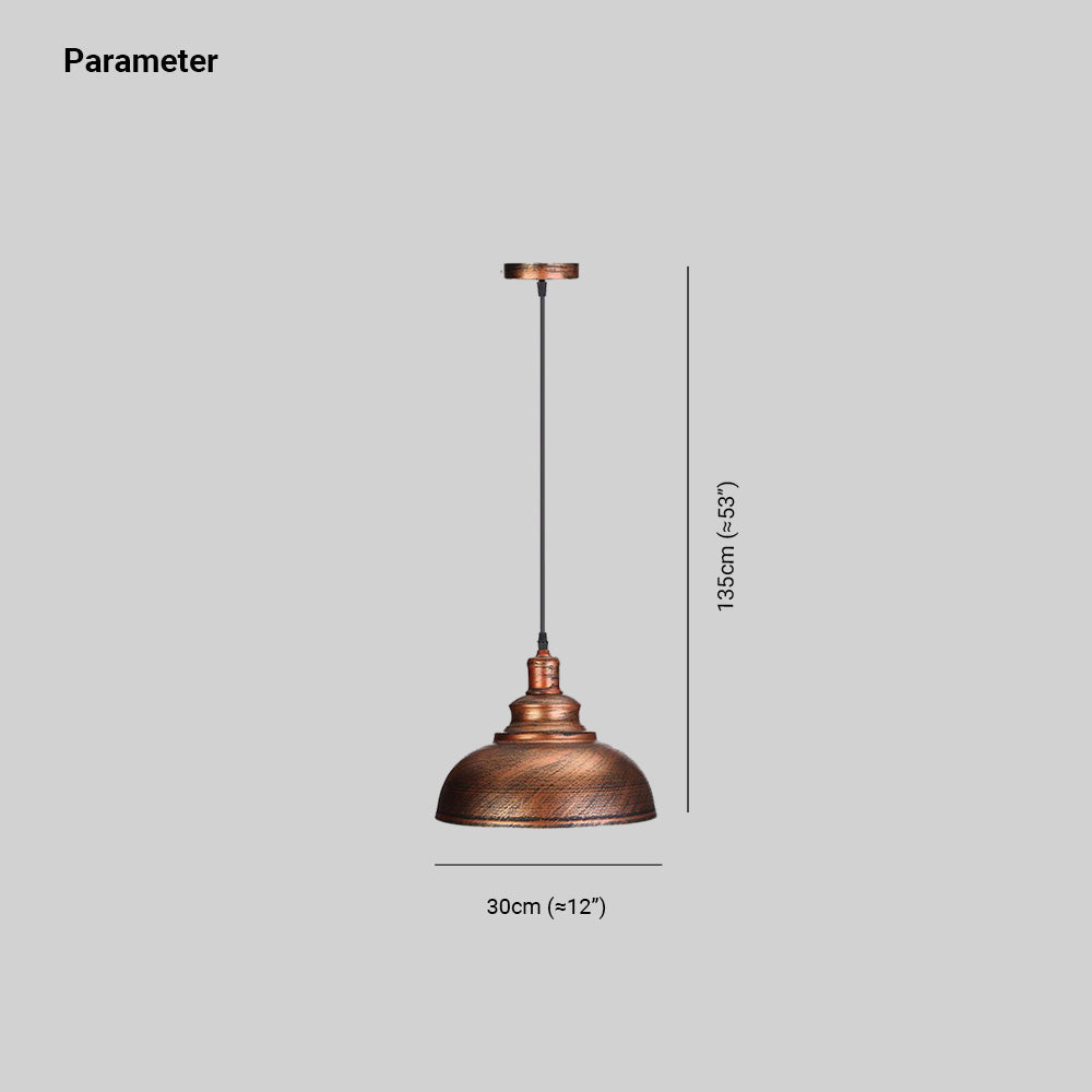 Arisha Pendant Light Dome Industrial Copper