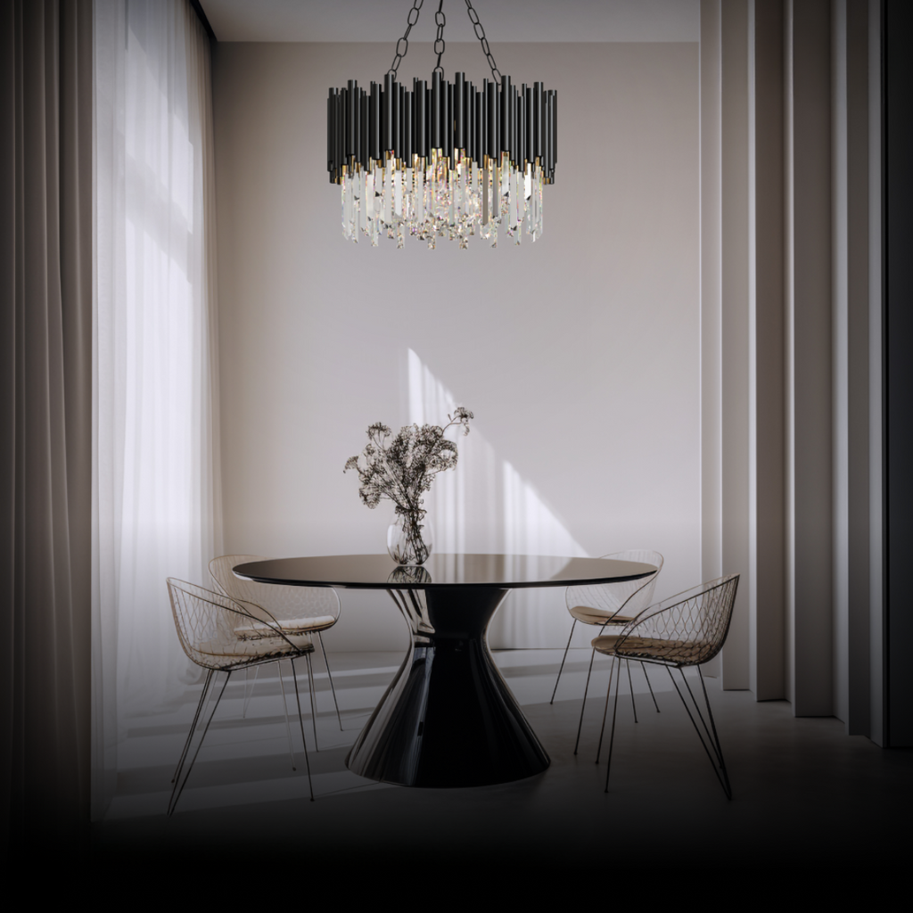 Kristy Industrial Cylindrical Glass Chandelier Living Room