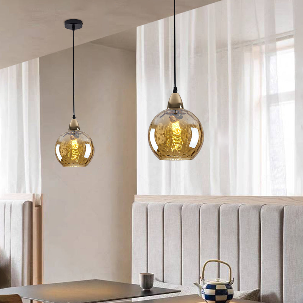 Valentina Colorful Glass Ball Pendant Light Water Ripple Living Room - Letslighting