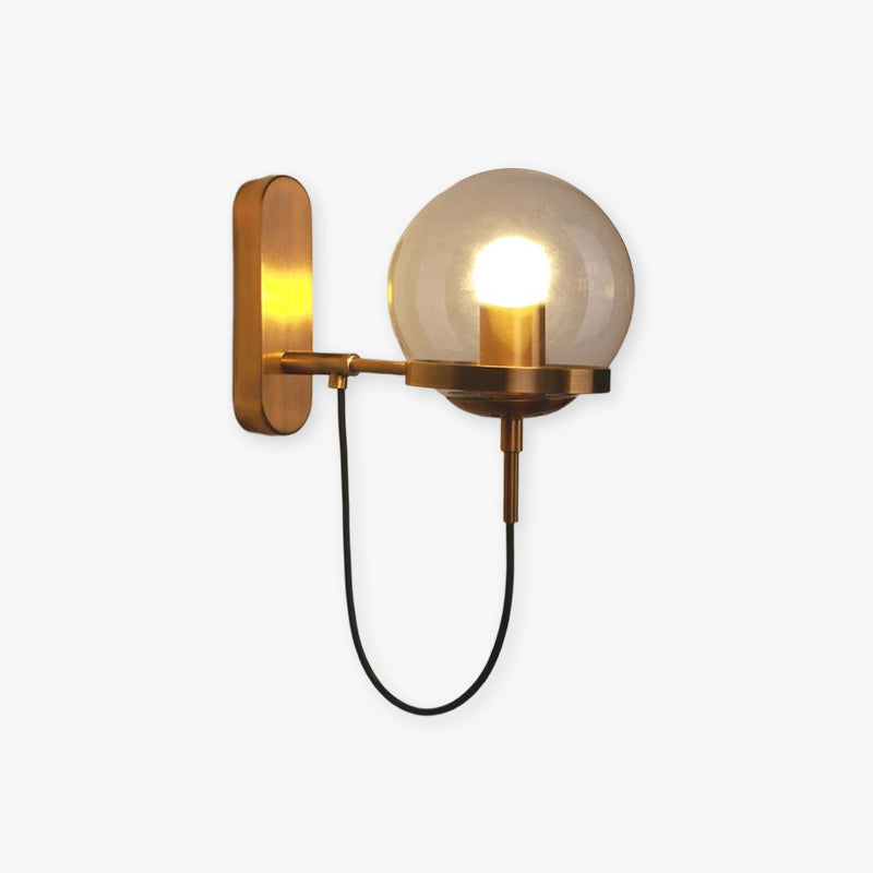 Valentina Rustic Retro Glass Globe Wall Lamp Bronze