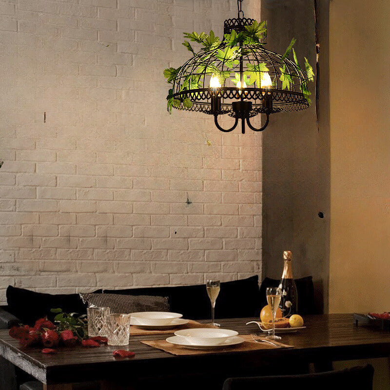 Nest Industrial LED Pendant Light Black Green Living Room
