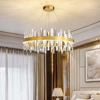 Kristy Modern Crystal Ring Chandelier, Stainless Steel & Crystal