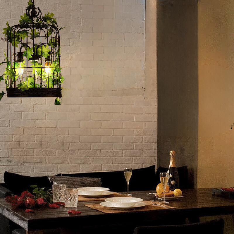 Nest Industrial LED Pendant Light Black Green Living Room