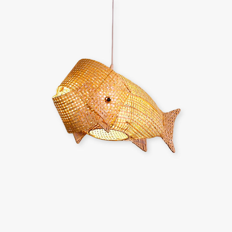 Ritta Art Deco Rattan Pendant Light, Fish , Bamboo, Restaurant