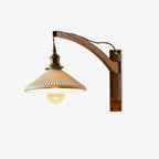 Illaee Nordic Art Swing Arm Walnut Ceramic Wall Light