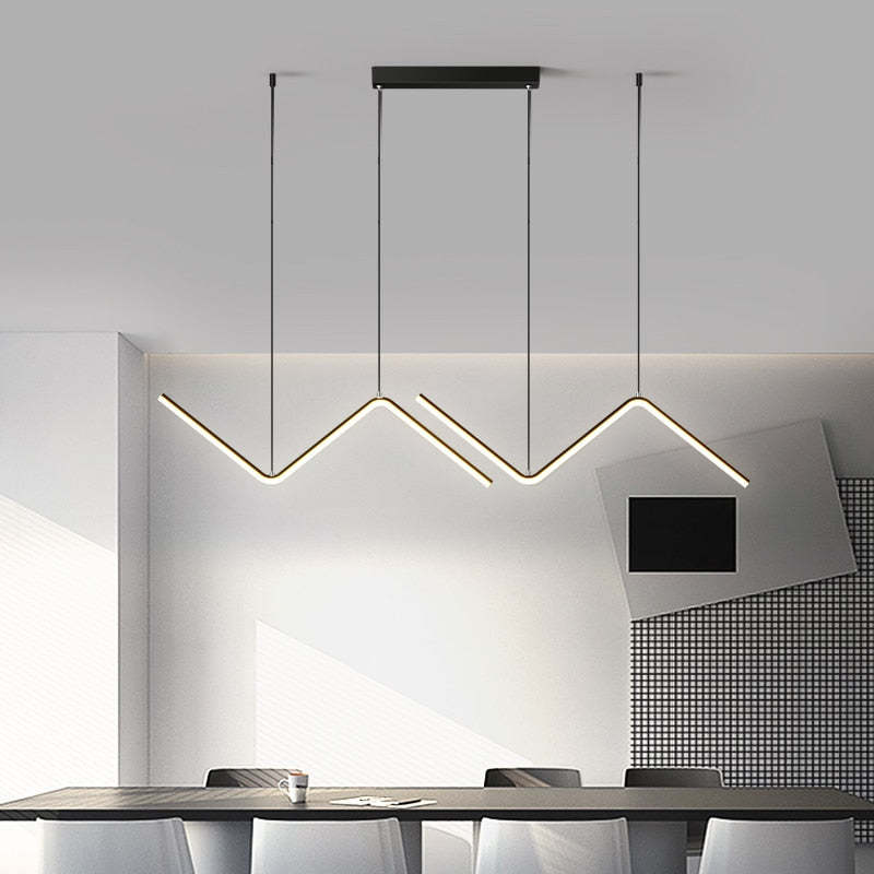 Arisha Modern Wavy Linear Pendant Light Double