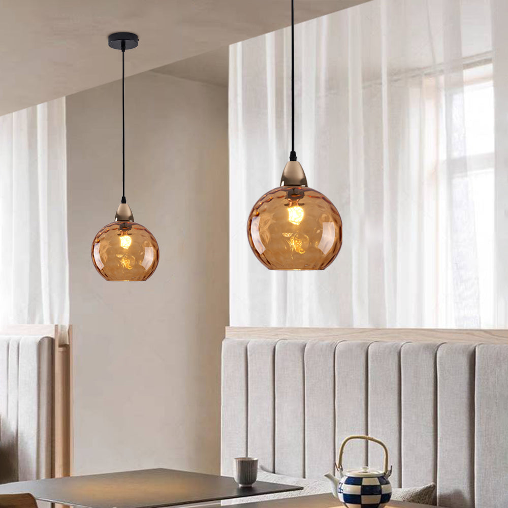 Valentina Colorful Glass Ball Pendant Light Water Ripple Living Room - Letslighting