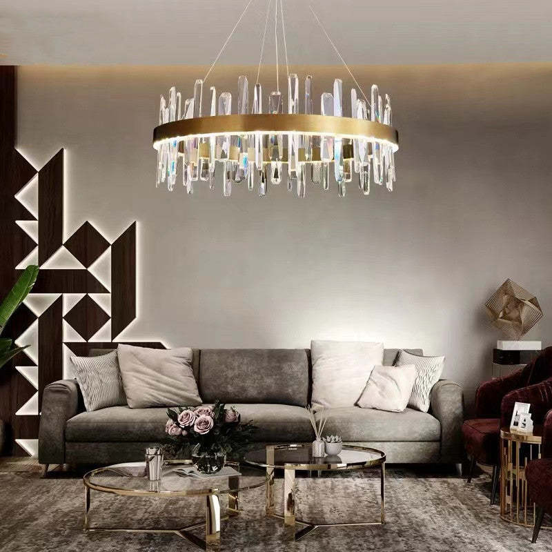 Kristy Modern Crystal Ring Chandelier, Stainless Steel & Crystal