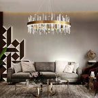 Kristy Modern Crystal Ring Chandelier, Stainless Steel & Crystal