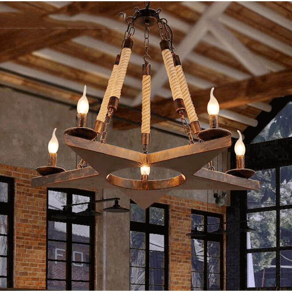 Epoch Retro Pentagram Chandelier Rust /Rope Cafe/Restaurant
