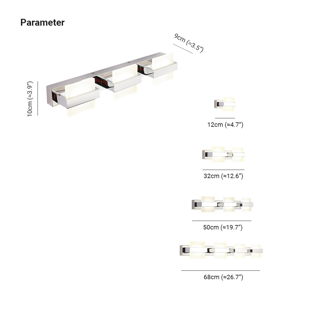 Arisha Modern Square Acrylic Wall Lamp Bathroom