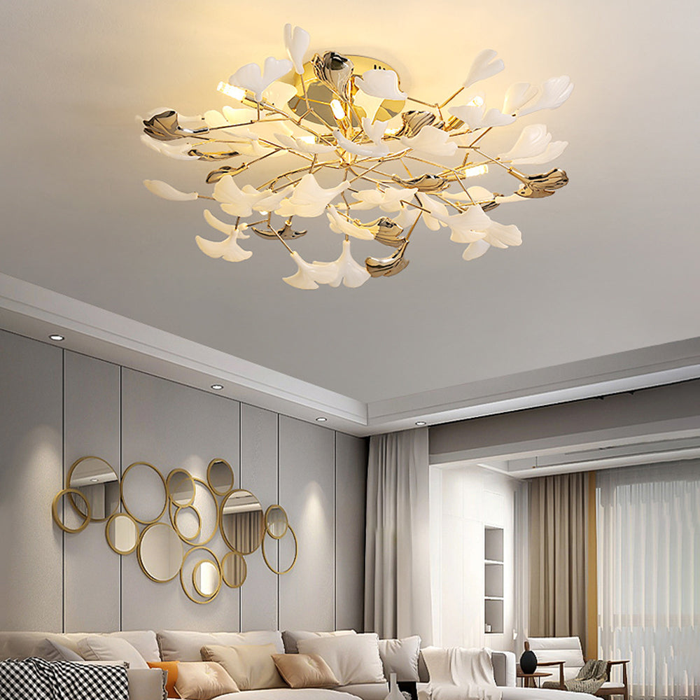 Olivia Elegant Leaf Ceramic Flush Mount Ceiling Light