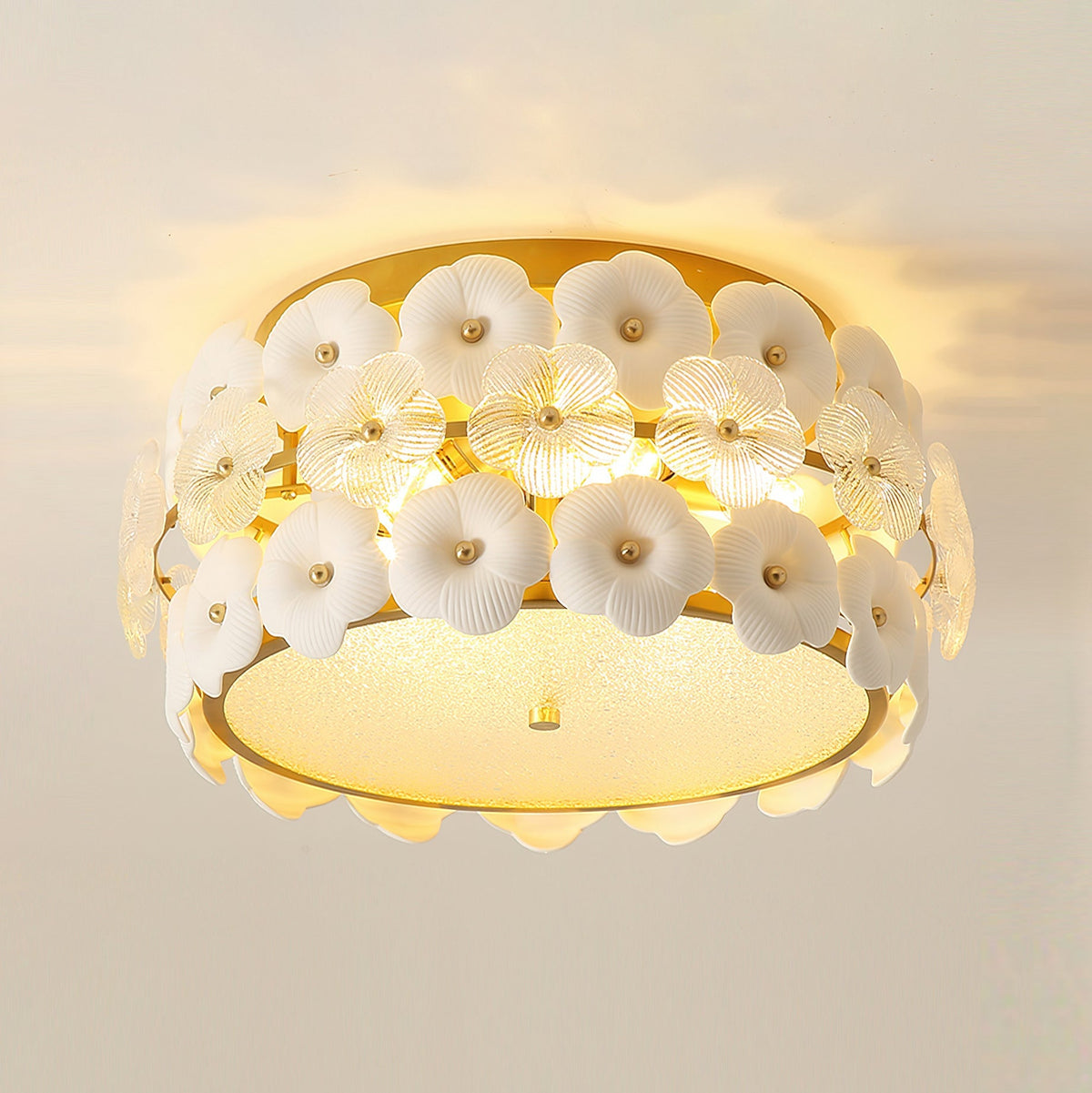 Abella Ceiling Lamp Ceramic Blossom Ring Romantic