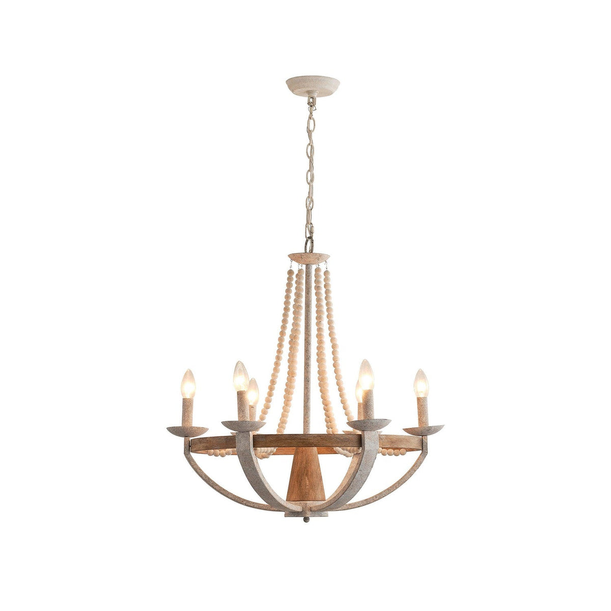 Vintage Farmhouse Wood Chandelier