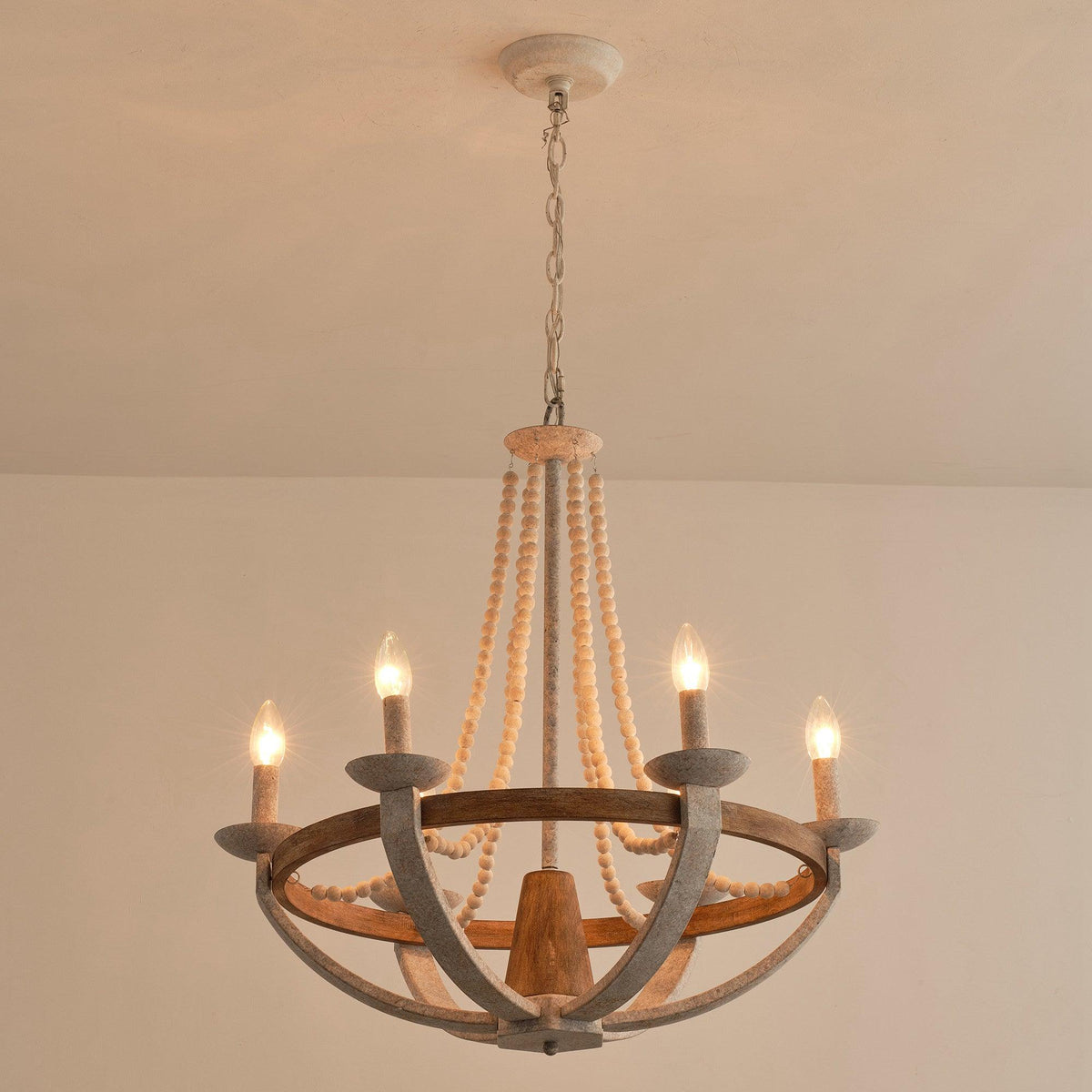 Vintage Farmhouse Wood Chandelier