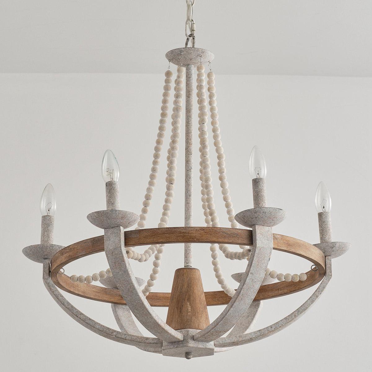 Vintage Farmhouse Wood Chandelier