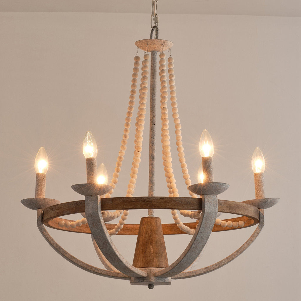 Vintage Farmhouse Wood Chandelier