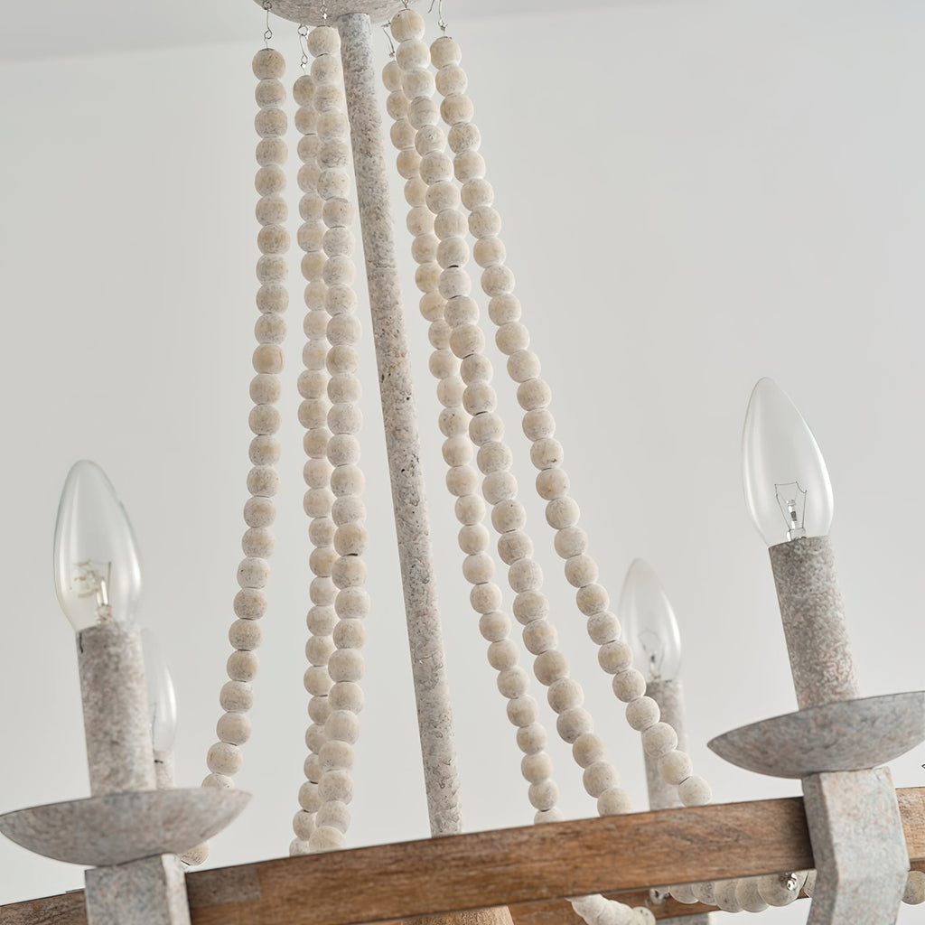 Vintage Farmhouse Wood Chandelier