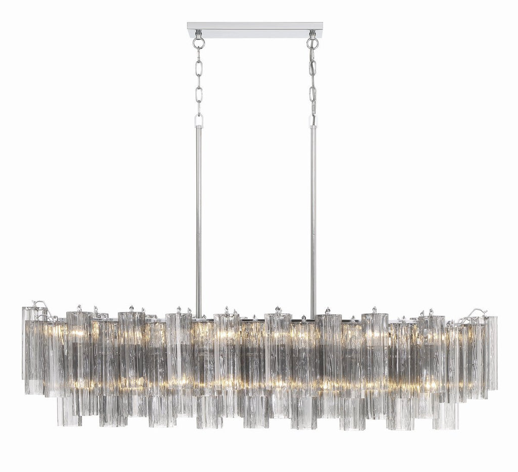 Sylva Linear Chandelier Glass Tube Tiered Amber