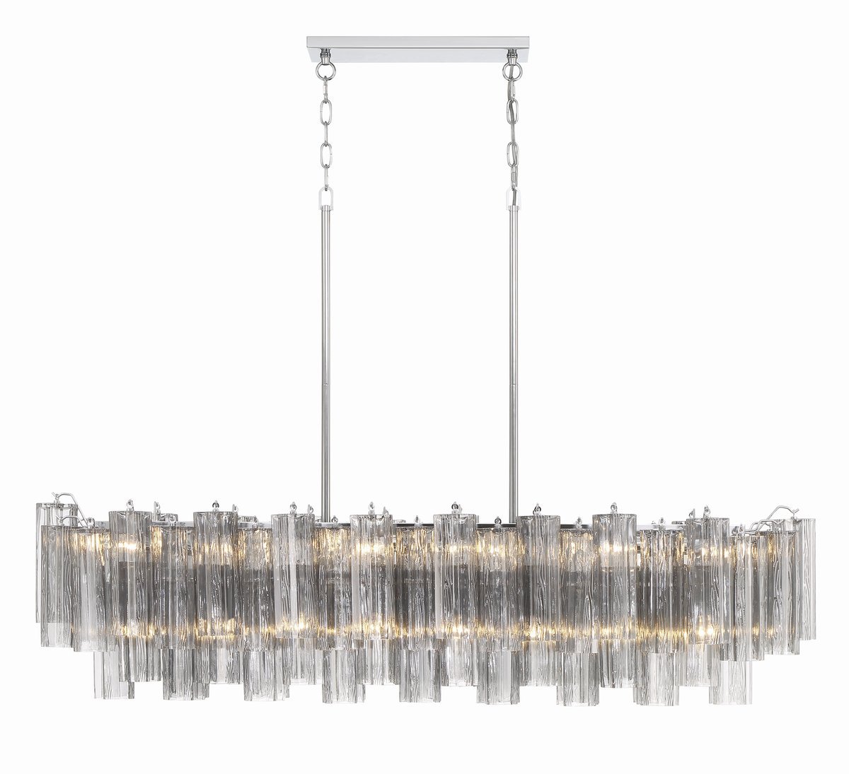 Sylva Linear Chandelier Glass Tube Tiered Amber