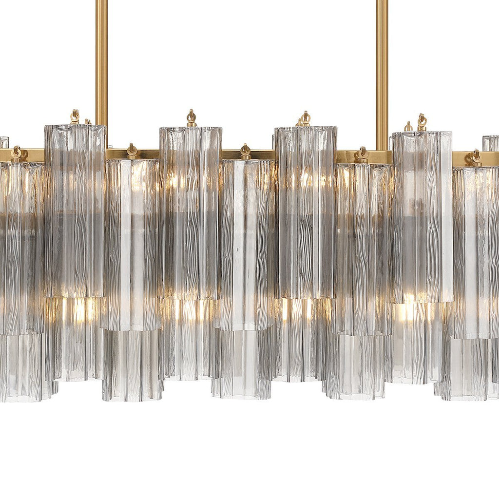 Sylva Linear Chandelier Glass Tube Tiered Amber