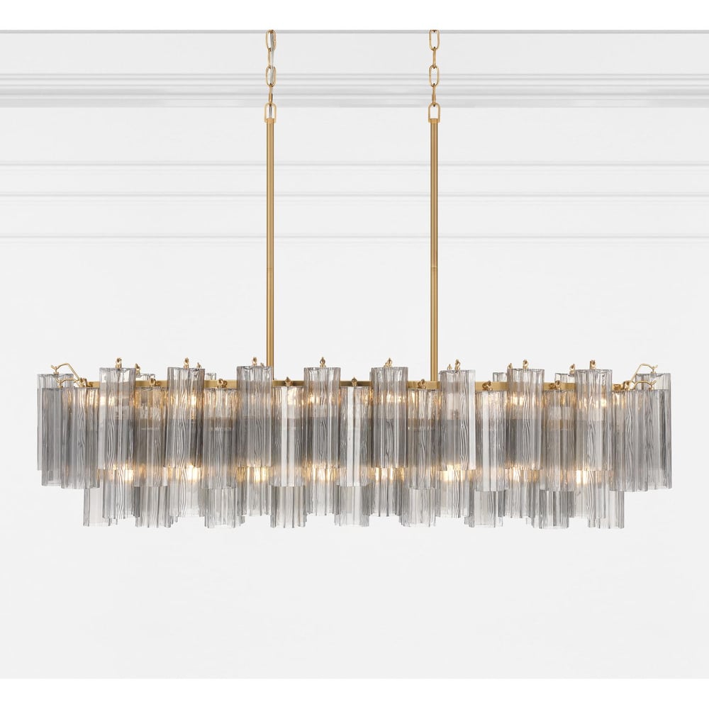 Sylva Linear Chandelier Glass Tube Tiered Amber