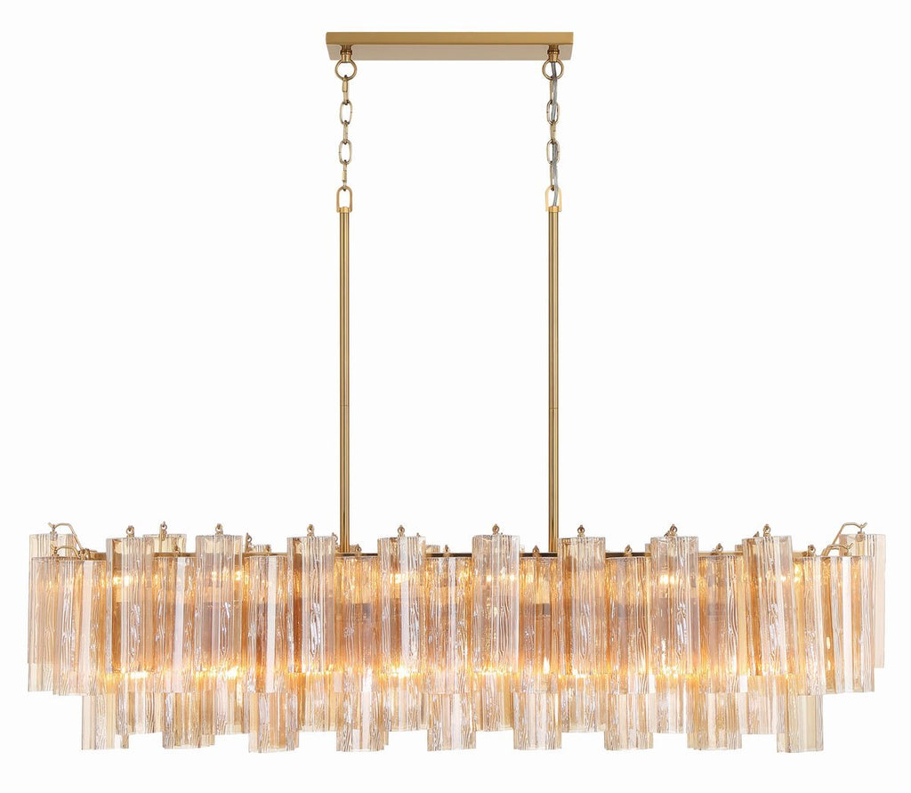 Sylva Linear Chandelier Glass Tube Tiered Amber