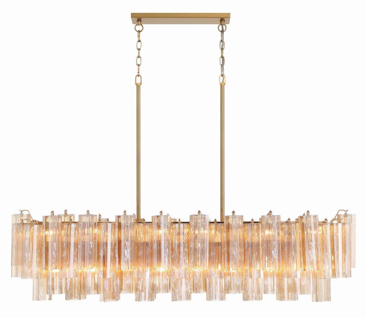 Sylva Linear Chandelier Glass Tube Tiered Amber