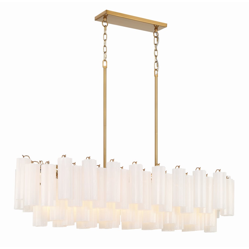 Sylva Linear Chandelier Glass Tube Tiered Amber