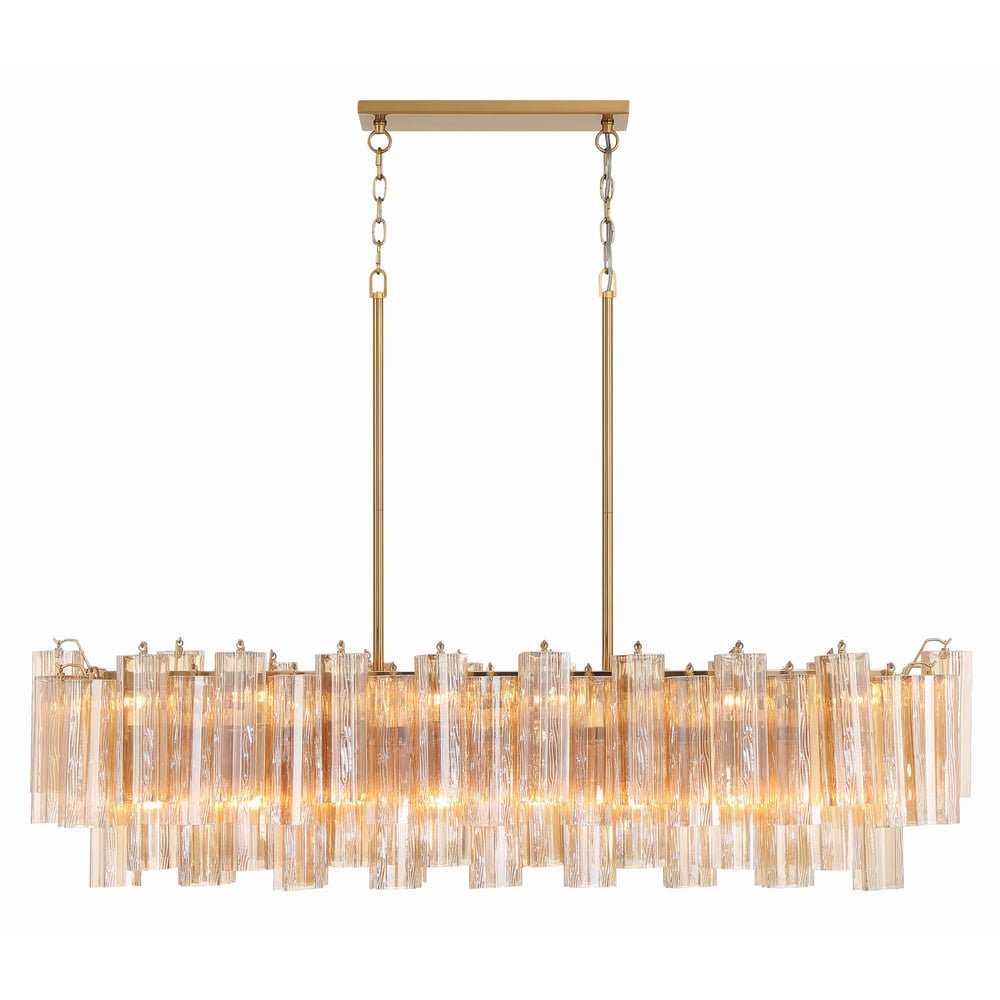 Sylva Linear Chandelier Glass Tube Tiered Amber