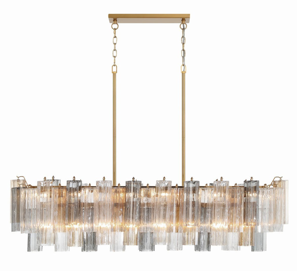 Sylva Linear Chandelier Glass Tube Tiered Amber