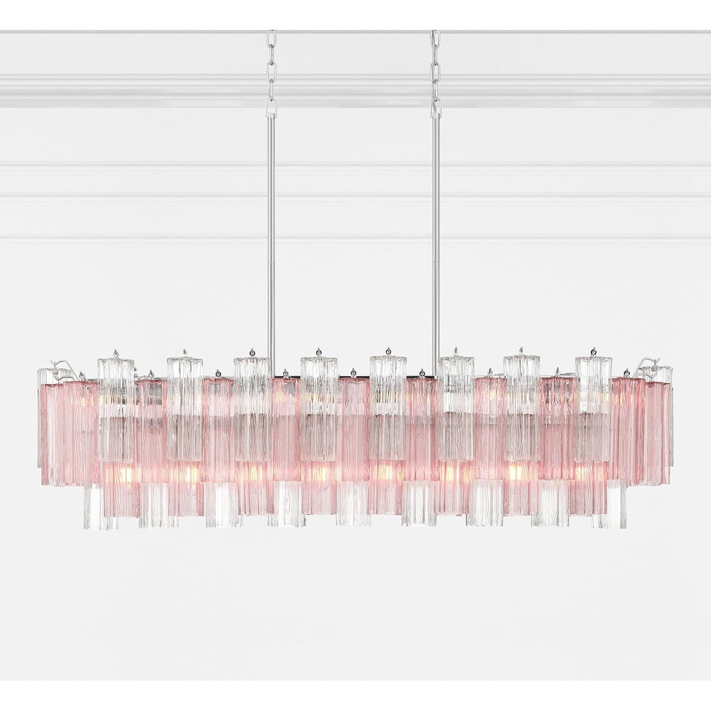 Sylva Linear Chandelier Glass Tube Tiered Amber