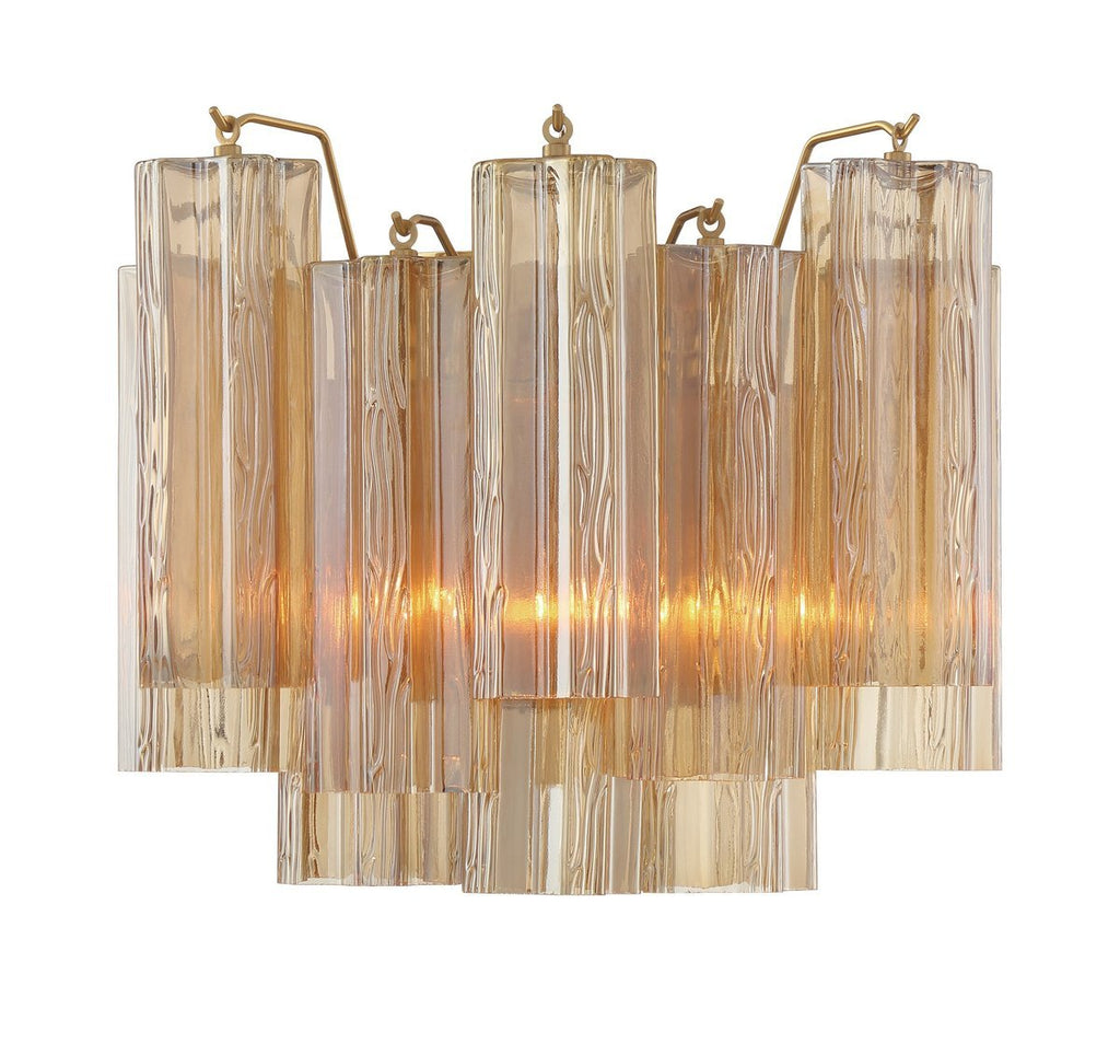 Aurora Wall Light Tronchi Glass Tube Tiered Amber Modern