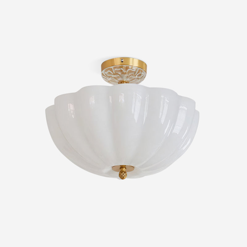 Ceiling Light Brass and Glass with Elegant Petal Silhouette Modern