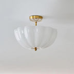 Ceiling Light Brass and Glass with Elegant Petal Silhouette Modern