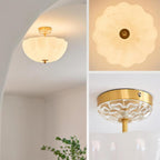Ceiling Light Brass and Glass with Elegant Petal Silhouette Modern