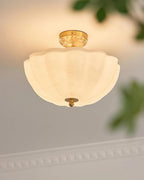 Ceiling Light Brass and Glass with Elegant Petal Silhouette Modern