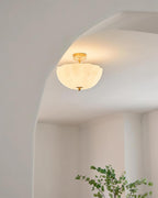 Ceiling Light Brass and Glass with Elegant Petal Silhouette Modern