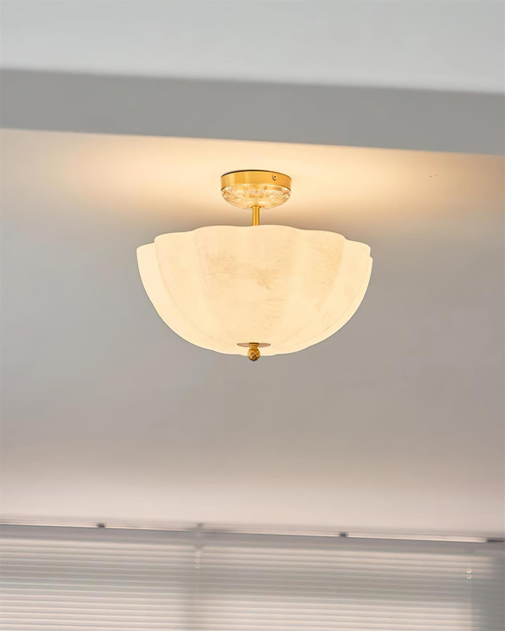 Ceiling Light Brass and Glass with Elegant Petal Silhouette Modern