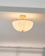 Ceiling Light Brass and Glass with Elegant Petal Silhouette Modern